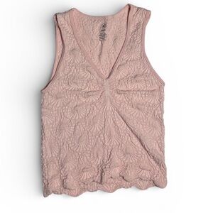 Aura Pink Textured Sleeveless Stretchy Tank Top size L/XL